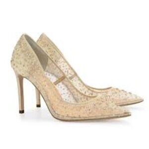 Ivory Nude Elsa Sequin Heels NEW!